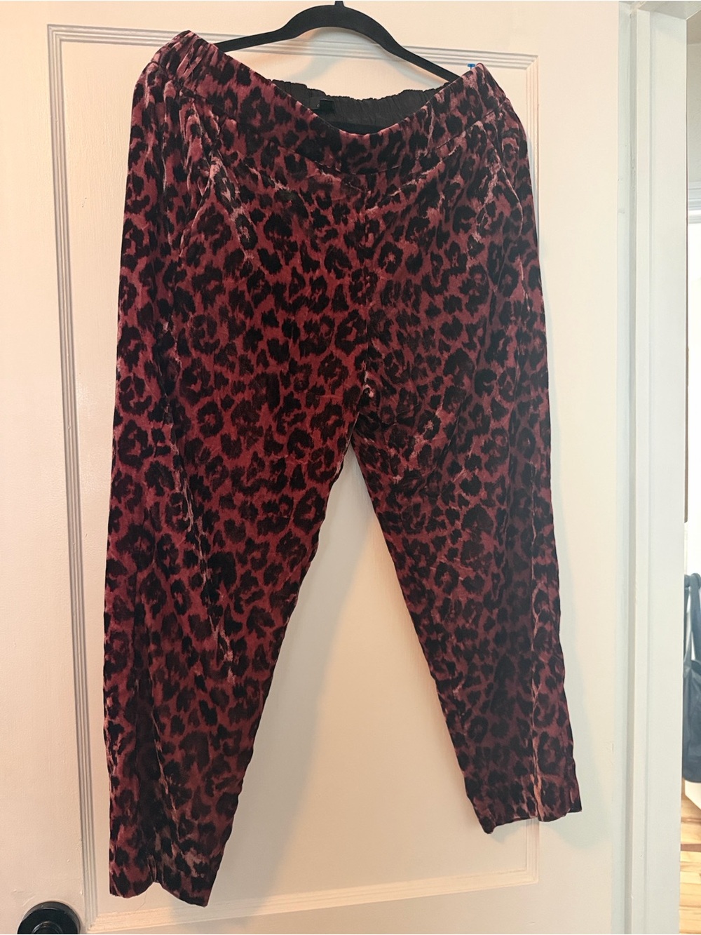 J. CREW Rose Velvet Leopard Cheetah Print Straight Leg Ankle Pants Size 8